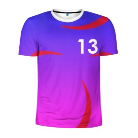 Мужская футболка 3D спортивная с принтом Номер 13 в Кировске, 100% полиэстер с улучшенными характеристиками | приталенный силуэт, круглая горловина, широкие плечи, сужается к линии бедра | 