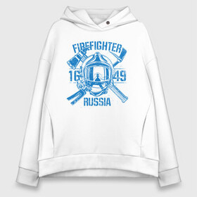 Женское худи Oversize хлопок с принтом FIREFIGHTER RUSSIA в Кировске, френч-терри — 70% хлопок, 30% полиэстер. Мягкий теплый начес внутри —100% хлопок | боковые карманы, эластичные манжеты и нижняя кромка, капюшон на магнитной кнопке | 112 | 23 февраля | 27 декабря | firefighter | герб | гкчс | знак | лого | логотип | министерство | мчс | мчс россии | мчсник | по чрезв | пожарная охрана | пожарник | пожарный | пч | россии | рф | символ | ситуации