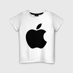 Детская футболка хлопок с принтом Apple в Кировске, 100% хлопок | круглый вырез горловины, полуприлегающий силуэт, длина до линии бедер | apple | техника | яблоко