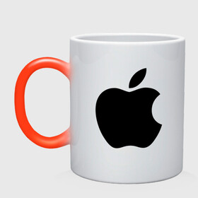 Кружка хамелеон с принтом Apple в Кировске, керамика | меняет цвет при нагревании, емкость 330 мл | apple | техника | яблоко