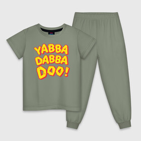 Детская пижама хлопок с принтом Yabba Dabba Doo!  в Кировске, 100% хлопок |  брюки и футболка прямого кроя, без карманов, на брюках мягкая резинка на поясе и по низу штанин
 | bamm bamm rubble | barney rubble | bedrock | betty rubble | dino | flintstones | fred flintstone | hoppy | pebbles | stone age | vdgerir | wilma | флинстоун | флинтстоун