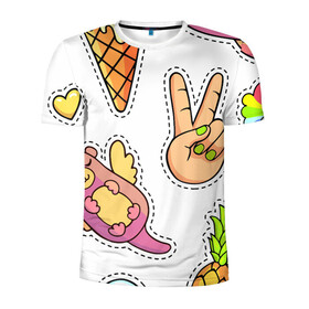 Мужская футболка 3D спортивная с принтом Emoji в Кировске, 100% полиэстер с улучшенными характеристиками | приталенный силуэт, круглая горловина, широкие плечи, сужается к линии бедра | emoji | еда | животные | звери | наклейки | позитив | смайлы | стикеры