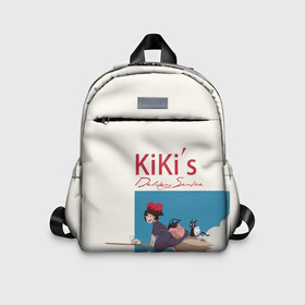 Детский рюкзак 3D с принтом Kiki’s Delivery Service на метле в Кировске, 100% полиэстер | лямки с регулируемой длиной, сверху петелька, чтобы рюкзак можно было повесить на вешалку. Основное отделение закрывается на молнию, как и внешний карман. Внутри дополнительный карман. По бокам два дополнительных кармашка | kiki’s delivery service | аниме | ведьмина служба доставки | мультфильм