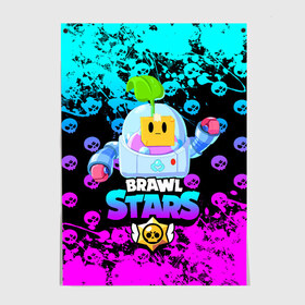 Постер с принтом Brawl Stars SPROUT. в Кировске, 100% бумага
 | бумага, плотность 150 мг. Матовая, но за счет высокого коэффициента гладкости имеет небольшой блеск и дает на свету блики, но в отличии от глянцевой бумаги не покрыта лаком | bibi | brawl stars | crow | leon | leon shark | max | mecha crow | mr.p | sally leon | shark | sprout | virus 8 bit | берли | биби | бравл старс | вирус 8 бит | ворон | леон | макс | мешх | спроут | сэли леон