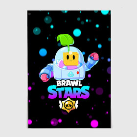 Постер с принтом Brawl Stars SPROUT. в Кировске, 100% бумага
 | бумага, плотность 150 мг. Матовая, но за счет высокого коэффициента гладкости имеет небольшой блеск и дает на свету блики, но в отличии от глянцевой бумаги не покрыта лаком | bibi | brawl stars | crow | leon | leon shark | max | mecha crow | mr.p | sally leon | shark | sprout | virus 8 bit | берли | биби | бравл старс | вирус 8 бит | ворон | леон | макс | мешх | спроут | сэли леон