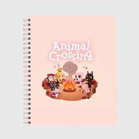 Тетрадь с принтом Animal Crossing в Кировске, 100% бумага | 48 листов, плотность листов — 60 г/м2, плотность картонной обложки — 250 г/м2. Листы скреплены сбоку удобной пружинной спиралью. Уголки страниц и обложки скругленные. Цвет линий — светло-серый
 | Тематика изображения на принте: animal crossing | isabelle | tom nook | энимал кроссинг