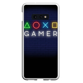 Чехол для Samsung S10E с принтом Doxo Gamer в Кировске, Силикон | Область печати: задняя сторона чехла, без боковых панелей | end of the game | game | gamepad | gamer | joystik | management | player | pleir | prefix | гаймер | джойстик | игра | игрок | конец игры | надпись | плеир | приставка | символы | сообщение | текст | управление | фраза | цитаты