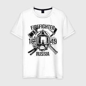 Мужская футболка хлопок с принтом FIREFIGHTER RUSSIA в Кировске, 100% хлопок | прямой крой, круглый вырез горловины, длина до линии бедер, слегка спущенное плечо. | 112 | 23 февраля | 27 декабря | firefighter | герб | гкчс | знак | лого | логотип | министерство | мчс | мчс россии | мчсник | по чрезв | пожарная охрана | пожарник | пожарный | пч | россии | рф | символ | ситуации