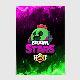 Постер с принтом Spike BRAWL STARS в Кировске, 100% бумага
 | бумага, плотность 150 мг. Матовая, но за счет высокого коэффициента гладкости имеет небольшой блеск и дает на свету блики, но в отличии от глянцевой бумаги не покрыта лаком | brawl stars spike | spike | бравл старс спайк | бравлер | кактус | спайк