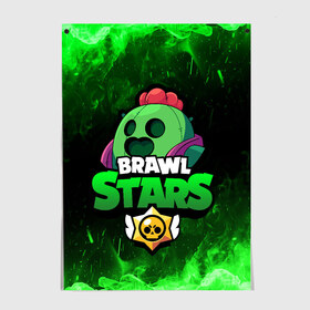 Постер с принтом Spike BRAWL STARS в Кировске, 100% бумага
 | бумага, плотность 150 мг. Матовая, но за счет высокого коэффициента гладкости имеет небольшой блеск и дает на свету блики, но в отличии от глянцевой бумаги не покрыта лаком | brawl stars spike | spike | бравл старс спайк | бравлер | кактус | спайк