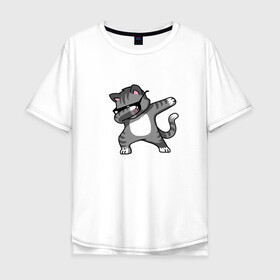 Мужская футболка хлопок Oversize с принтом Кот в Кировске, 100% хлопок | свободный крой, круглый ворот, “спинка” длиннее передней части | cat | арт | кот | кот в очках | котейка | котик | минимализм | рисунок | с котиком