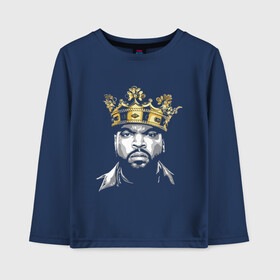 Детский лонгслив хлопок с принтом Ice Cube King в Кировске, 100% хлопок | круглый вырез горловины, полуприлегающий силуэт, длина до линии бедер | 2pac | black | compton | dog | dr dre | hip hop | ice cube | king | nwa | rap | snoop dogg | west coast | westside | айс кьюб | гангстер | голос улиц | король | микрофон | музыка | рифма | рэп | рэпер | хип хоп