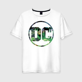 Женская футболка хлопок Oversize с принтом Green Lantern в Кировске, 100% хлопок | свободный крой, круглый ворот, спущенный рукав, длина до линии бедер
 | dc | green lantern | shtatjl | зеленый фонарь | лига справедливости | логотип