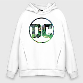 Мужское худи Oversize хлопок с принтом Green Lantern в Кировске, френч-терри — 70% хлопок, 30% полиэстер. Мягкий теплый начес внутри —100% хлопок | боковые карманы, эластичные манжеты и нижняя кромка, капюшон на магнитной кнопке | dc | green lantern | shtatjl | зеленый фонарь | лига справедливости | логотип