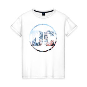 Женская футболка хлопок с принтом Shazam в Кировске, 100% хлопок | прямой крой, круглый вырез горловины, длина до линии бедер, слегка спущенное плечо | dc | shazam | shtatjl | логотип | шазам