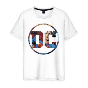 Мужская футболка хлопок с принтом Superman в Кировске, 100% хлопок | прямой крой, круглый вырез горловины, длина до линии бедер, слегка спущенное плечо. | dc | shtatjl | superman | логотип | супермен