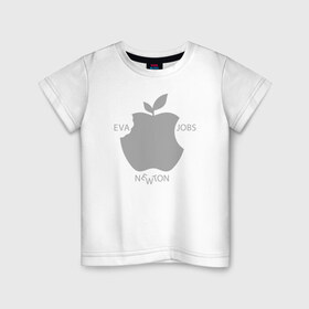Детская футболка хлопок с принтом Яблоко в Кировске, 100% хлопок | круглый вырез горловины, полуприлегающий силуэт, длина до линии бедер | apple | eva | jobs | leaf | newton | джобс | ева | лист | ньютон | яблоко