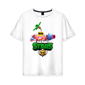 Женская футболка хлопок Oversize с принтом СПРУТ BRAWL STARS в Кировске, 100% хлопок | свободный крой, круглый ворот, спущенный рукав, длина до линии бедер
 | brawl | brawl stars | brawl stars sprout | clash | sprout | tropical sprout | бравл старс | игра | мобильные игры | спраут | тропический спрут