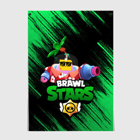 Постер с принтом SPROUT BRAWL STARS в Кировске, 100% бумага
 | бумага, плотность 150 мг. Матовая, но за счет высокого коэффициента гладкости имеет небольшой блеск и дает на свету блики, но в отличии от глянцевой бумаги не покрыта лаком | brawl | brawl stars | brawl stars sprout | clash | sprout | tropical sprout | бравл старс | игра | мобильные игры | спраут | тропический спрут