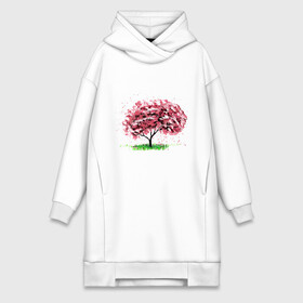 Платье-худи хлопок с принтом Сакура в Кировске,  |  | pink | sakura | tree | дерево | дерево сакуры | природа | розовое | сакура | цветущее дерево