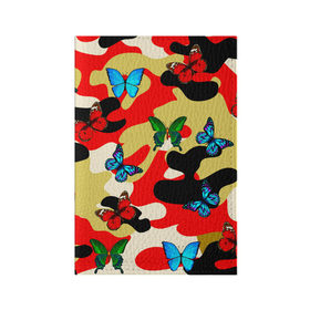 Обложка для паспорта матовая кожа с принтом Камуфляжные бабочки в Кировске, натуральная матовая кожа | размер 19,3 х 13,7 см; прозрачные пластиковые крепления | бабочки | камуфляж | камуфляжные бабочки | хаки