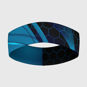 Повязка на голову 3D с принтом ABSTRACT BLUE в Кировске,  |  | abstraction | geometry | hexagon | neon | paints | stripes | texture | triangle | абстракция | брызги | геометрия | краски | неон | неоновый | соты | текстура
