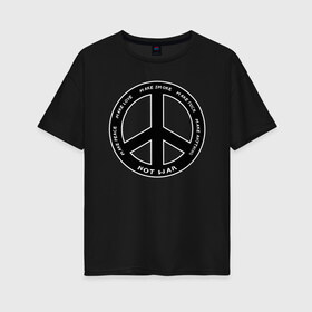 Женская футболка хлопок Oversize с принтом Pacific в Кировске, 100% хлопок | свободный крой, круглый ворот, спущенный рукав, длина до линии бедер
 | hippie | love | pacific | peace | любовь | мир | пацифик | хиппи