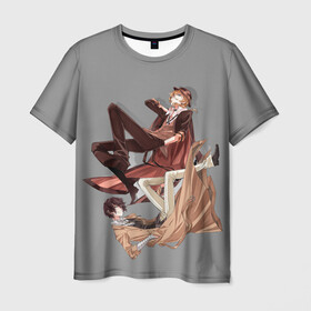 Мужская футболка 3D с принтом Дазай и Чуя в Кировске, 100% полиэфир | прямой крой, круглый вырез горловины, длина до линии бедер | bungou stray dogs | аниме | великие из бродячих псов | дазай и чуя