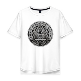 Мужская футболка хлопок Oversize с принтом Eye в Кировске, 100% хлопок | свободный крой, круглый ворот, “спинка” длиннее передней части | eye | всевидящее око | массоны