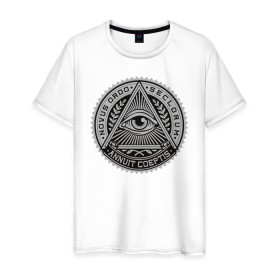 Мужская футболка хлопок с принтом Eye в Кировске, 100% хлопок | прямой крой, круглый вырез горловины, длина до линии бедер, слегка спущенное плечо. | eye | всевидящее око | массоны