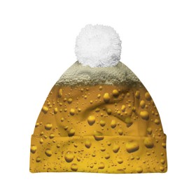 Шапка 3D c помпоном с принтом ПИВО в Кировске, 100% полиэстер | универсальный размер, печать по всей поверхности изделия | beer | textures | бир | напитки | пенное | текстуры | фон