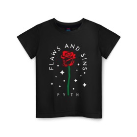 Детская футболка хлопок с принтом PYTN X ROSE (НА СПИНЕ). в Кировске, 100% хлопок | круглый вырез горловины, полуприлегающий силуэт, длина до линии бедер | payton | payton moormeie | pytn | rose | блогер | знаменитость | пейтон | пейтон моормиер | тиктоенр
