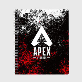 Тетрадь с принтом APEX LEGENDS в Кировске, 100% бумага | 48 листов, плотность листов — 60 г/м2, плотность картонной обложки — 250 г/м2. Листы скреплены сбоку удобной пружинной спиралью. Уголки страниц и обложки скругленные. Цвет линий — светло-серый
 | apex | apex legends | battle | battle royal | bloodhound | titanfall | wraith | апекс | апекс легендс | батл рояль | битва | война | каустик | королевская битва