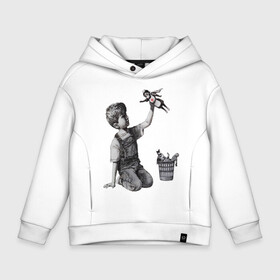 Детское худи Oversize хлопок с принтом BANKSY в Кировске, френч-терри — 70% хлопок, 30% полиэстер. Мягкий теплый начес внутри —100% хлопок | боковые карманы, эластичные манжеты и нижняя кромка, капюшон на магнитной кнопке | banksy | medicine | бэнкси | вирус | врачи | доктора | коронавирус | медицина | пандемия | супер герои