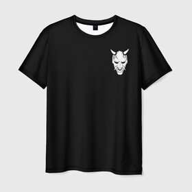 Мужская футболка 3D с принтом Демон Они (Принт на спине) в Кировске, 100% полиэфир | прямой крой, круглый вырез горловины, длина до линии бедер | cyberpunk | demon | japan | kyoto | oni | tokyo | аниме | демон | киберпанк | маска | они | стиль | ханья | япония | японский