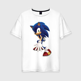 Женская футболка хлопок Oversize с принтом Sonic в Кировске, 100% хлопок | свободный крой, круглый ворот, спущенный рукав, длина до линии бедер
 | sonic | видеоигры | ежик | соник | соник в кино