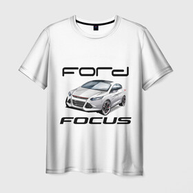 Мужская футболка 3D с принтом FORD в Кировске, 100% полиэфир | прямой крой, круглый вырез горловины, длина до линии бедер | Тематика изображения на принте: focus | ford | авто | гонки | машина | тачка | фокус | форд