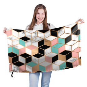 Флаг 3D с принтом кубики в Кировске, 100% полиэстер | плотность ткани — 95 г/м2, размер — 67 х 109 см. Принт наносится с одной стороны | big picture | иллюзия | картинки | кубики | оптическая | прикольные | тренды