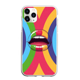 Чехол для iPhone 11 Pro Max матовый с принтом Радужные губы в Кировске, Силикон |  | вписка | губы | зубы | клуб | пафос | пафосная | поцелуй | радуга | радужно | рот | сочность | сочные | туса | тусовка | улыбка | язык