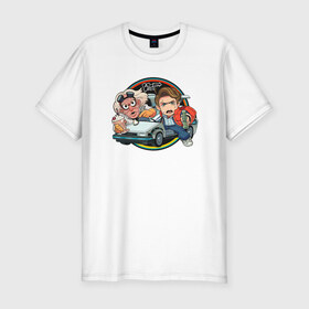 Мужская футболка премиум с принтом Back to the Future в Кировске, 92% хлопок, 8% лайкра | приталенный силуэт, круглый вырез ворота, длина до линии бедра, короткий рукав | django | tarantino | джанго | джанго освобожденный | тарантино