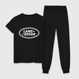 Женская пижама хлопок с принтом LAND ROVER в Кировске, 100% хлопок | брюки и футболка прямого кроя, без карманов, на брюках мягкая резинка на поясе и по низу штанин | abstract | auto | brand | car | geometry | landrover | sport | texture | абстракция | авто | автомобильные | бренд | геометрия | классика | ленд ровер | лэнд ровер | машины | модные | спорт | стиль | текстура