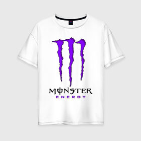 Женская футболка хлопок Oversize с принтом MONSTER ENERGY в Кировске, 100% хлопок | свободный крой, круглый ворот, спущенный рукав, длина до линии бедер
 | black monster | bmx | claw | cybersport | energy | monster | monster energy | moto | motocross | race | sport | киберспорт | когти | монстер энерджи | монстр | мото | мотокросс | ралли | скейтбординг | спорт | т | энергия