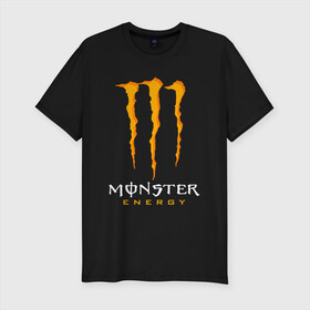 Мужская футболка хлопок Slim с принтом MONSTER ENERGY в Кировске, 92% хлопок, 8% лайкра | приталенный силуэт, круглый вырез ворота, длина до линии бедра, короткий рукав | black monster | bmx | claw | cybersport | energy | monster | monster energy | moto | motocross | race | sport | киберспорт | когти | монстер энерджи | монстр | мото | мотокросс | ралли | скейтбординг | спорт | т | энергия