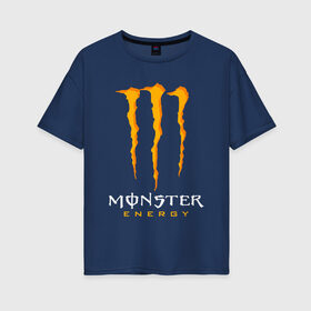 Женская футболка хлопок Oversize с принтом MONSTER ENERGY в Кировске, 100% хлопок | свободный крой, круглый ворот, спущенный рукав, длина до линии бедер
 | black monster | bmx | claw | cybersport | energy | monster | monster energy | moto | motocross | race | sport | киберспорт | когти | монстер энерджи | монстр | мото | мотокросс | ралли | скейтбординг | спорт | т | энергия