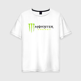 Женская футболка хлопок Oversize с принтом MONSTER ENERGY в Кировске, 100% хлопок | свободный крой, круглый ворот, спущенный рукав, длина до линии бедер
 | black monster | bmx | claw | cybersport | energy | monster | monster energy | moto | motocross | race | sport | киберспорт | когти | монстер энерджи | монстр | мото | мотокросс | ралли | скейтбординг | спорт | т | энергия