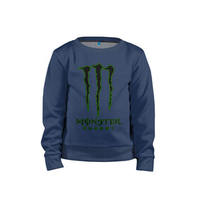 Детский свитшот хлопок с принтом MONSTER ENERGY в Кировске, 100% хлопок | круглый вырез горловины, эластичные манжеты, пояс и воротник | black monster | bmx | claw | cybersport | energy | monster | monster energy | moto | motocross | race | sport | киберспорт | когти | монстер энерджи | монстр | мото | мотокросс | ралли | скейтбординг | спорт | т | энергия