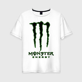 Женская футболка хлопок Oversize с принтом MONSTER ENERGY в Кировске, 100% хлопок | свободный крой, круглый ворот, спущенный рукав, длина до линии бедер
 | black monster | bmx | claw | cybersport | energy | monster | monster energy | moto | motocross | race | sport | киберспорт | когти | монстер энерджи | монстр | мото | мотокросс | ралли | скейтбординг | спорт | т | энергия