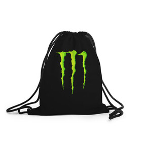 Рюкзак-мешок 3D с принтом MONSTER ENERGY в Кировске, 100% полиэстер | плотность ткани — 200 г/м2, размер — 35 х 45 см; лямки — толстые шнурки, застежка на шнуровке, без карманов и подкладки | black monster | bmx | claw | cybersport | energy | monster | monster energy | moto | motocross | race | sport | киберспорт | когти | монстер энерджи | монстр | мото | мотокросс | ралли | скейтбординг | спорт | т | энергия