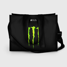 Сумка-шоппер 3D с принтом MONSTER ENERGY в Кировске, 100% полиэстер | застегивается на металлическую кнопку; внутренний карман застегивается на молнию. Стенки укреплены специальным мягким материалом, чтобы защитить содержимое от несильных ударов
 | black monster | bmx | claw | cybersport | energy | monster | monster energy | moto | motocross | race | sport | киберспорт | когти | монстер энерджи | монстр | мото | мотокросс | ралли | скейтбординг | спорт | т | энергия