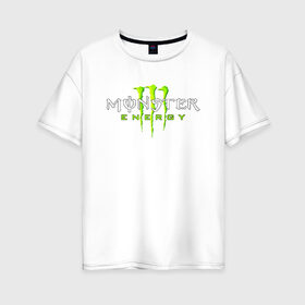 Женская футболка хлопок Oversize с принтом MONSTER ENERGY в Кировске, 100% хлопок | свободный крой, круглый ворот, спущенный рукав, длина до линии бедер
 | black monster | bmx | claw | cybersport | energy | monster | monster energy | moto | motocross | race | sport | киберспорт | когти | монстер энерджи | монстр | мото | мотокросс | ралли | скейтбординг | спорт | т | энергия